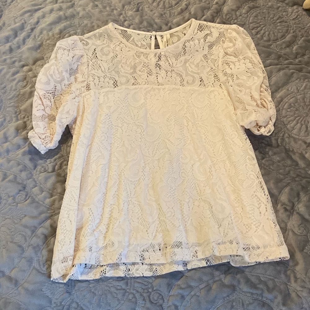 White lace Anthropologie blouse